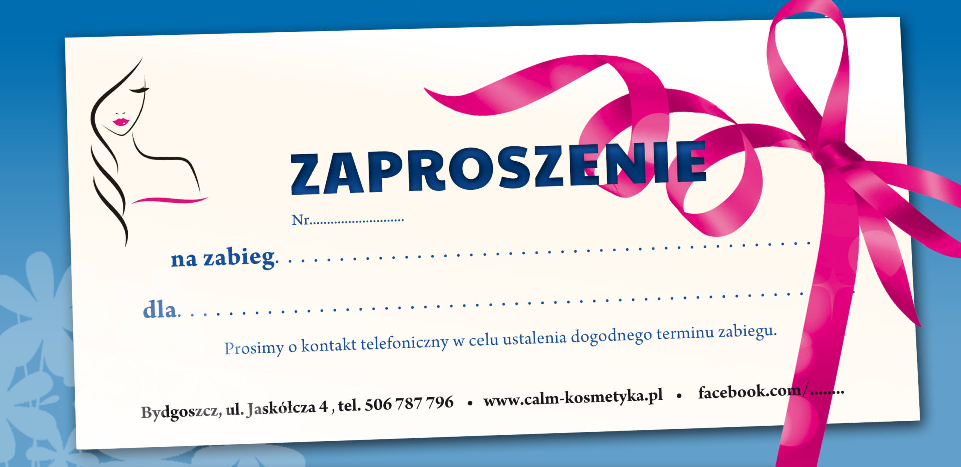zaproszenie voucher salon kosmetyczny bydgoszcz kosmetyczka Monika Sulecka
